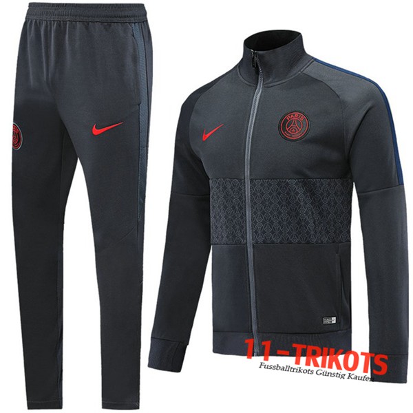 Neuestes Fussball PSG Trainingsanzug (Jacke) Grau Dunkel 2019 2020 | 11-trikots