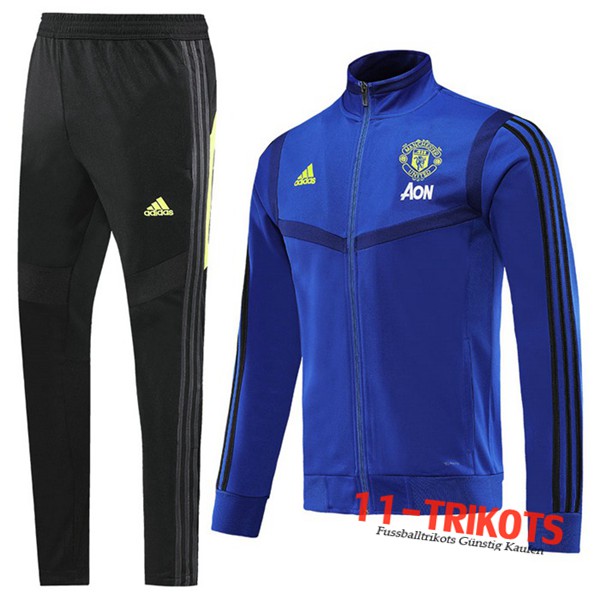 Neuestes Fussball Manchester United Trainingsanzug (Jacke) Blau 2019 2020 | 11-trikots