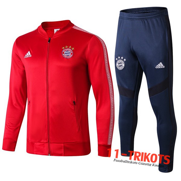 Neuestes Fussball Bayern Munchen Trainingsanzug (Jacke) Rot Weiß 2019 2020 | 11-trikots