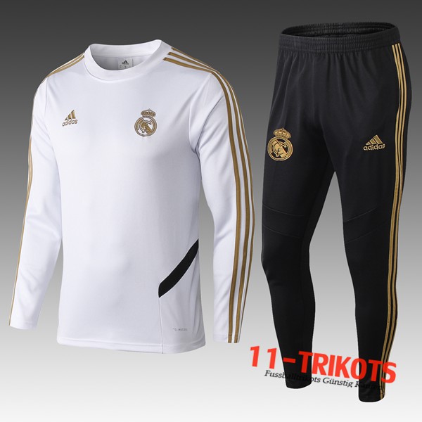 Neuestes Fussball Real Madrid Kinder Trainingsanzug Weiß 2019 2020 | 11-trikots