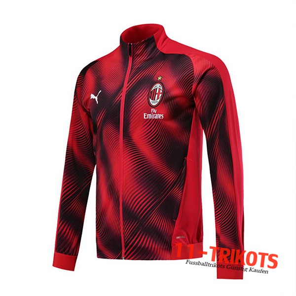 Neuestes Fussball Milan AC Trainingsjacke Rot Schwarz 2019 2020 | 11-trikots