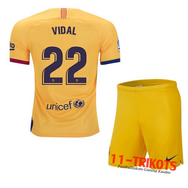 Neuestes Fussball FC Barcelona (VIDAL 22) Kinder Auswärtstrikot 2019 2020 | 11-trikots