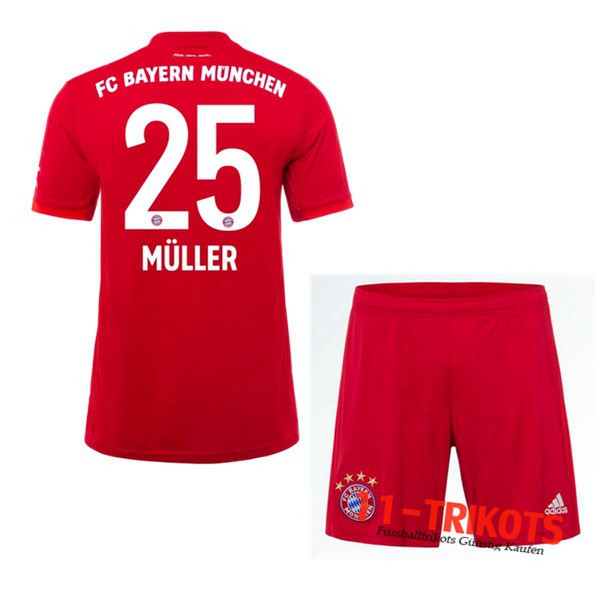 Neuestes Fussball Bayern Munchen (MULLER 25)Kinder Heimtrikot 2019 2020 | 11-trikots