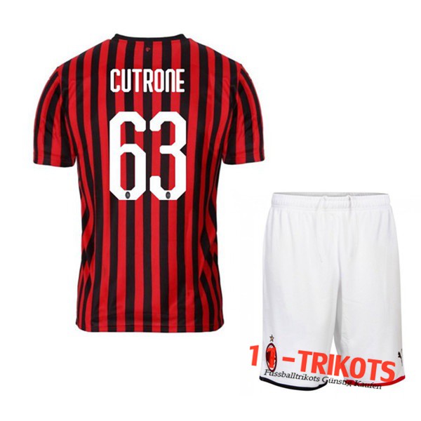Neuestes Fussball Milan AC (CUTRONE 63) Kinder Heimtrikot 2019 2020 | 11-trikots