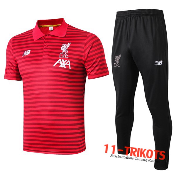 Neuestes Fussball FC Liverpool Poloshirt + Hose Rot Stripe 2019 2020 | 11-trikots