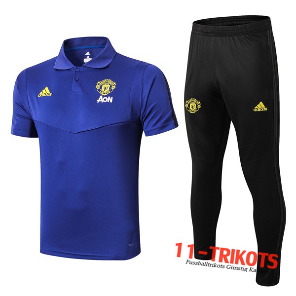 Neuestes Fussball Manchester United Poloshirt + Hose Blau 2019 2020 | 11-trikots