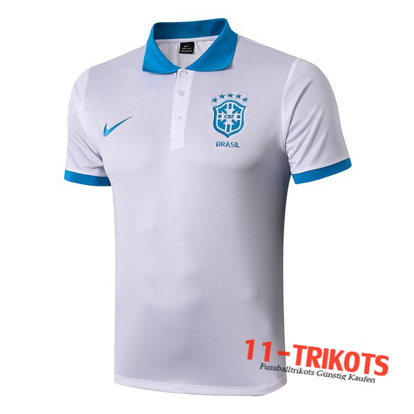 Neuestes Fussball Brasilien Poloshirt Weiß 2019 2020 | 11-trikots