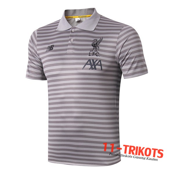 Neuestes Fussball FC Liverpool Poloshirt Grau Stripe 2019 2020 | 11-trikots