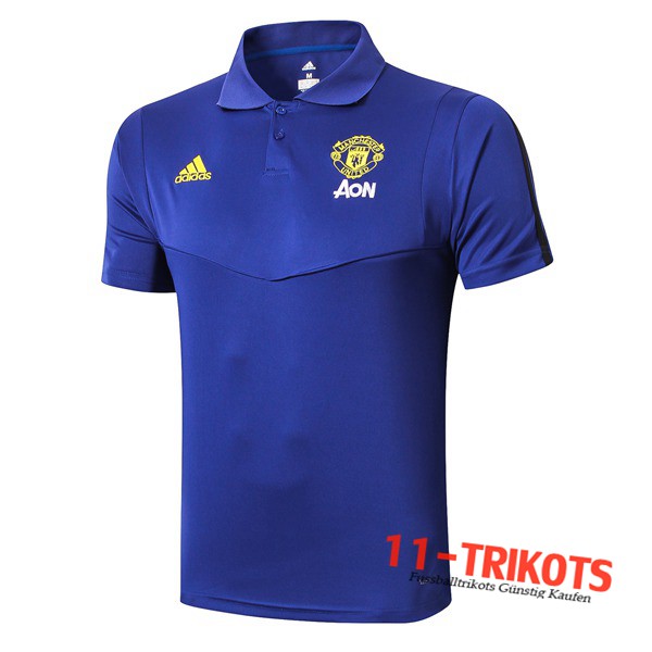 Neuestes Fussball Manchester United Poloshirt Bleu 2019 2020 | 11-trikots