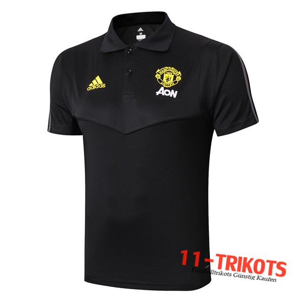 Neuestes Fussball Manchester United Poloshirt Schwarz 2019 2020 | 11-trikots