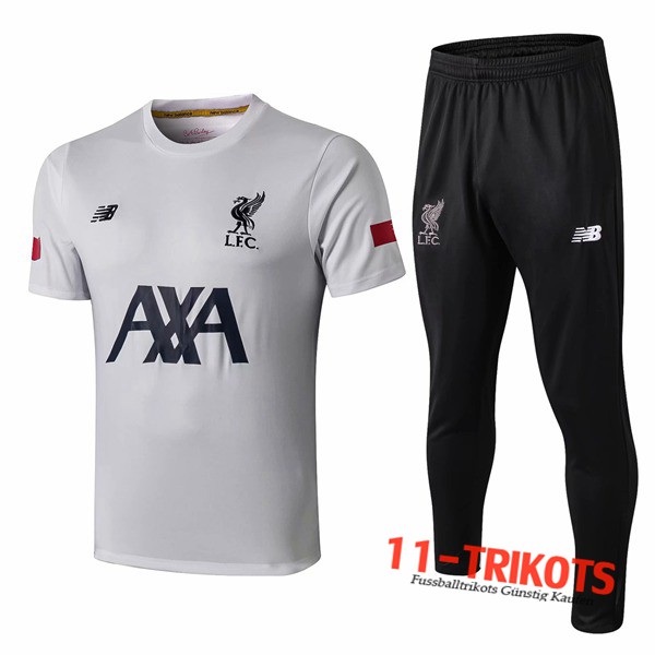Neuestes Fussball T-Shirts FC Liverpool AXA Trainingstrikot + Hose Weiß 2019 2020 | 11-trikots