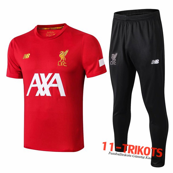 Neuestes Fussball T-Shirts FC Liverpool AXA Trainingstrikot + Hose Rot 2019 2020 | 11-trikots