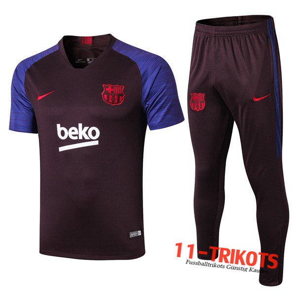 Neuestes Fussball T-Shirts FC Barcelona Trainingstrikot + Hose Lila 2019 2020 | 11-trikots