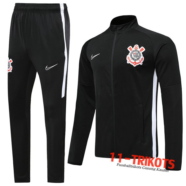 Neuestes Fussball Corinthians Trainingsanzug (Jacke) Schwarz 2019 2020 | 11-trikots