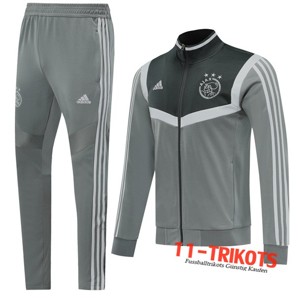 Neuestes Fussball AFC Ajax Trainingsanzug (Jacke) Grau 2019 2020 | 11-trikots