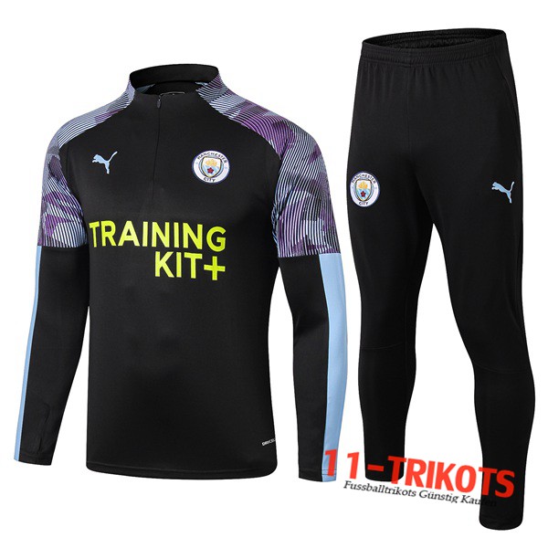 Neuestes Fussball Manchester City Trainingsanzug Schwarz/Blau 2019 2020 | 11-trikots