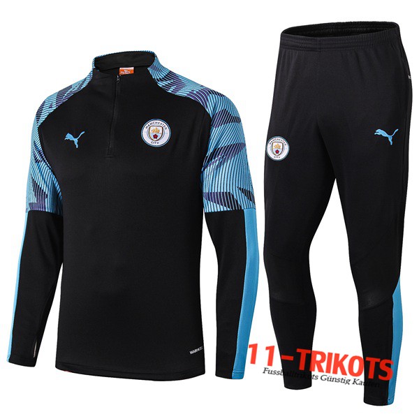 Neuestes Fussball Manchester City Trainingsanzug Blau/Schwarz 2019 2020 | 11-trikots