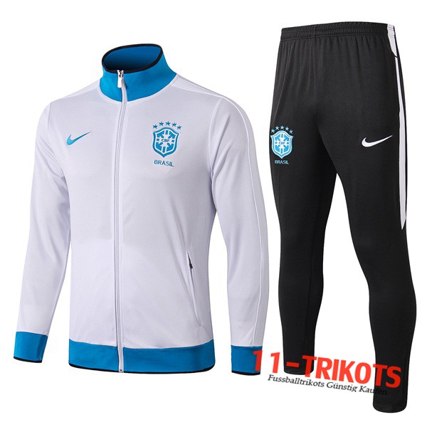 Neuestes Fussball Brasilien Trainingsanzug (Jacke) Weiß 2019 2020 | 11-trikots