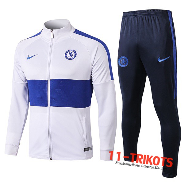 Neuestes Fussball FC Chelsea Trainingsanzug (Jacke) Weiß 2019 2020 | 11-trikots