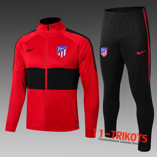 Neuestes Fussball Atletico Madrid Kinder Trainingsanzug (Jacken) Schwarz/Rot 2019 2020 | 11-trikots