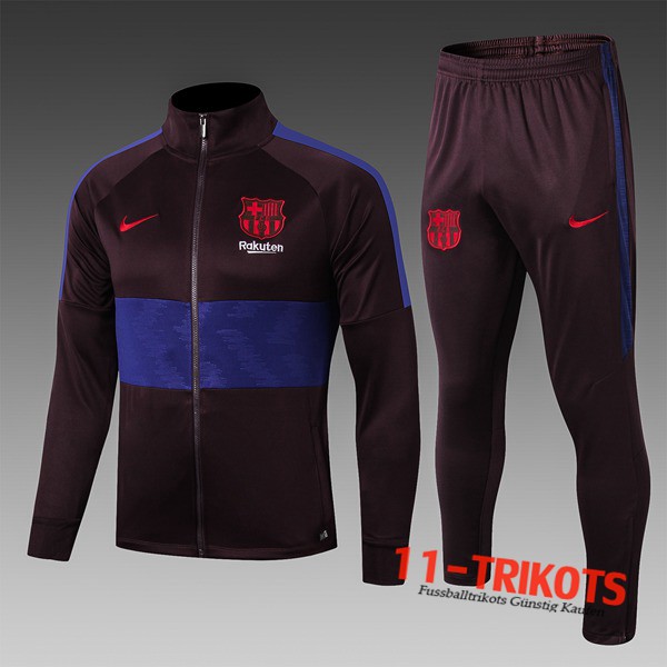 Neuestes Fussball FC Barcelona Kinder Trainingsanzug (Jacken) Schwarz/Blau 2019 2020 | 11-trikots