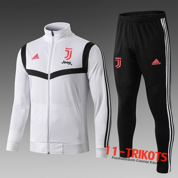 Neuestes Fussball Juventus Kinder Trainingsanzug (Jacken) Weiß/Schwarz 2019 2020 | 11-trikots