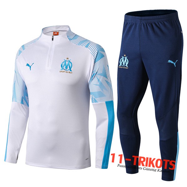 Neuestes Fussball Marseille OM Trainingsanzug Weiß Blau 2019 2020 | 11-trikots