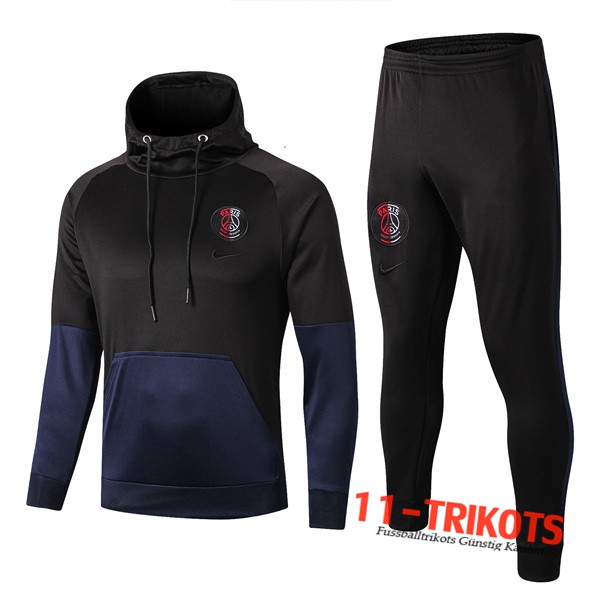 Neuestes Fussball PSG Jordan Trainingsanzug Jacke mit Kapuze Schwarz Blau 2019 2020 | 11-trikots