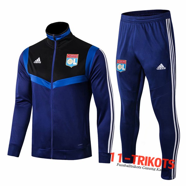 Neuestes Fussball Lyon OL Trainingsanzug (Jacke) Blau Schwarz 2019 2020 | 11-trikots