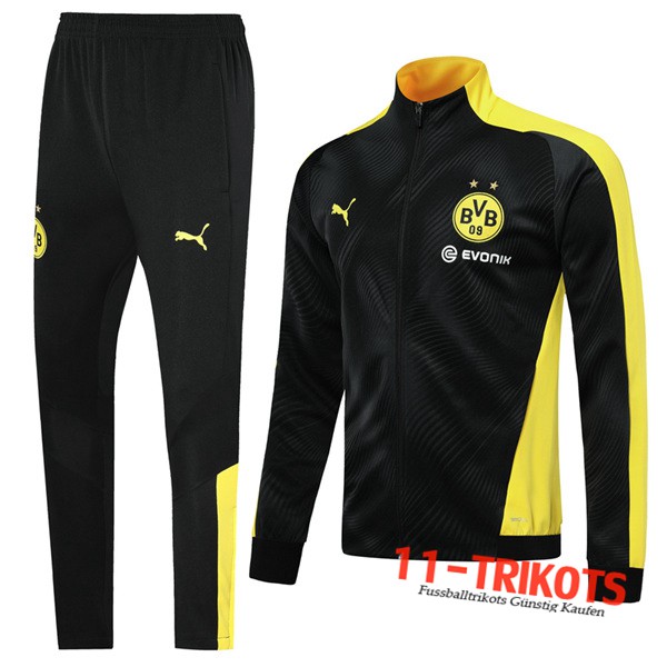 Neuestes Fussball Dortmund BVB Trainingsanzug (Jacke) Schwarz Gelb 2019 2020 | 11-trikots