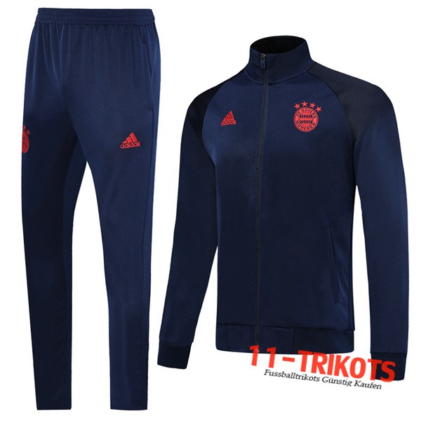 Neuestes Fussball Bayern Munchen Trainingsanzug (Jacke) Blau Dunkel 2019 2020 | 11-trikots