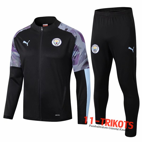 Neuestes Fussball Manchester City Trainingsanzug (Jacke) Schwarz 2019 2020 | 11-trikots
