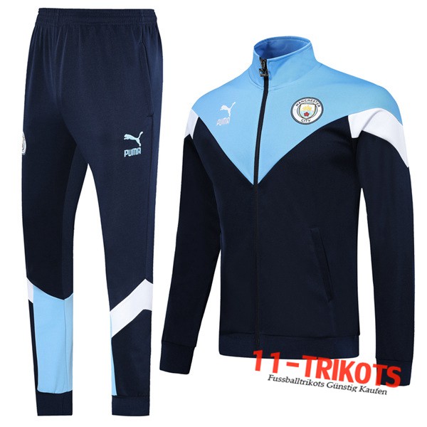 Neuestes Fussball Manchester City Trainingsanzug (Jacke) Schwarz Blau 2019 2020 | 11-trikots