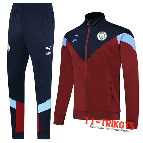 Neuestes Fussball Manchester City Trainingsanzug (Jacke) Rot Schwarz 2019 2020 | 11-trikots