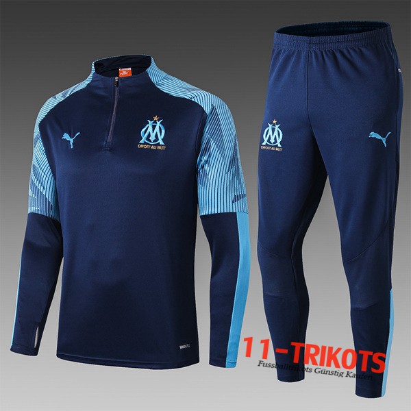 Neuestes Fussball Marseille OM Kinder Trainingsanzug Blau Dunkel 2019 2020 | 11-trikots