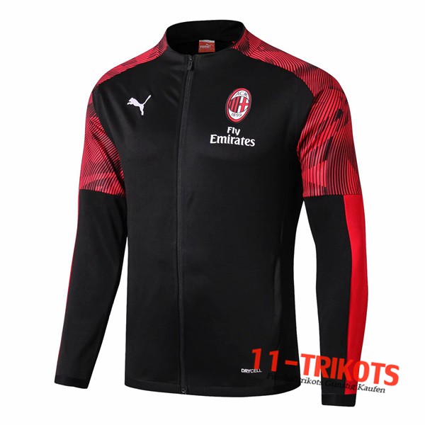 Neuestes Fussball Milan AC Trainingsjacke Schwarz Rot 2019 2020 | 11-trikots