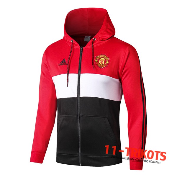 Chaqueta Futbol Con Capucha Manchester United Roja Negro 2019/2020