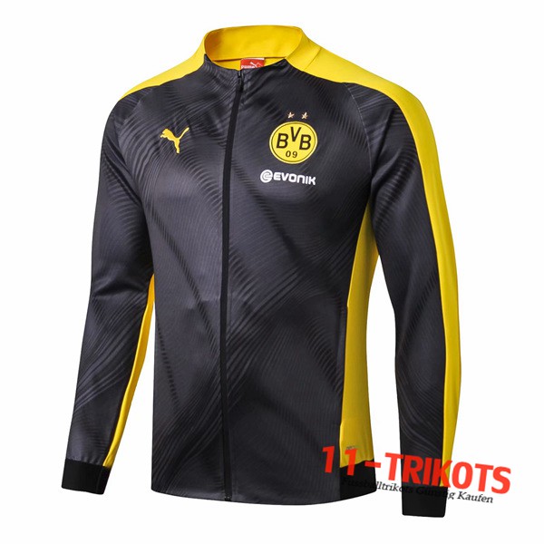 Neuestes Fussball Dortmund BVB Trainingsjacke Grau Gelb 2019 2020 | 11-trikots