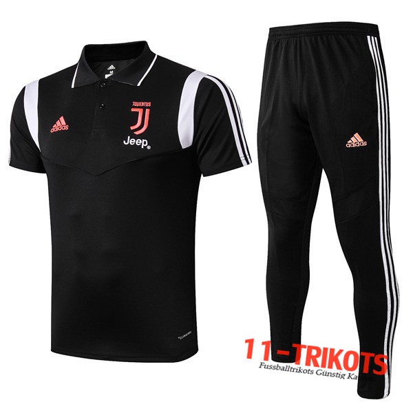 Neuestes Fussball Juventus Poloshirt + Hose Schwarz/Weiß 2019 2020 | 11-trikots