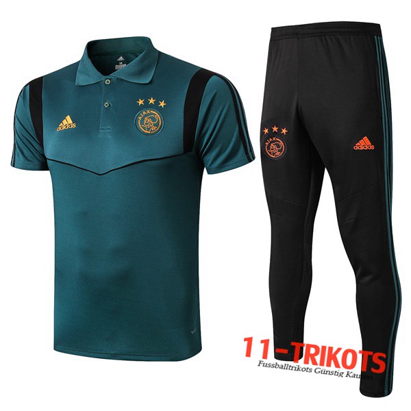 Neuestes Fussball AFC Ajax Poloshirt + Hose Grün 2019 2020 | 11-trikots