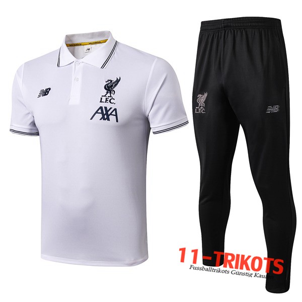 Neuestes Fussball FC Liverpool Poloshirt + Hose Weiß 2019 2020 | 11-trikots
