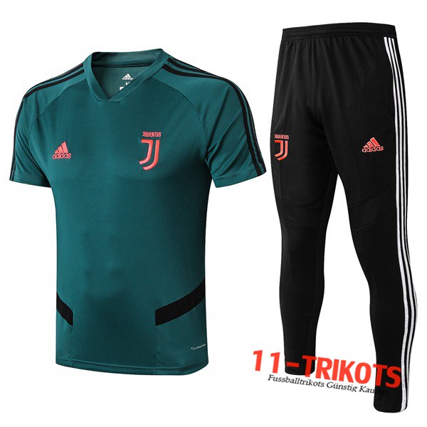 Neuestes Fussball T-Shirts Juventus Trainingstrikot + Hose Grün 2019 2020 | 11-trikots