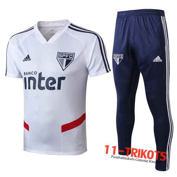 Neuestes Fussball T-Shirts Sao Paulo FC Trainingstrikot + Hose Weiß 2019 2020 | 11-trikots