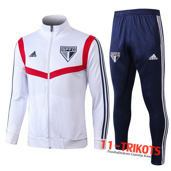 Neuestes Fussball Sao Paulo FC Trainingsanzug (Jacke) Weiß 2019 2020 | 11-trikots
