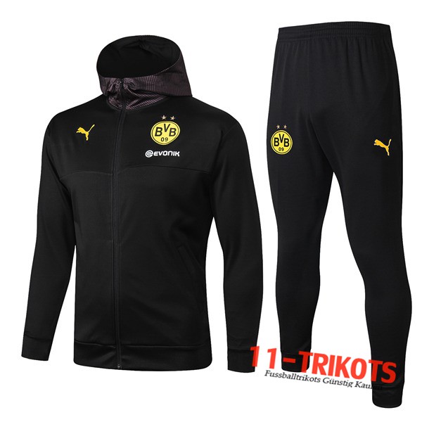 Neuestes Fussball Dortmund BVB Jacke mit Kapuze Schwarz 2019 2020 | 11-trikots