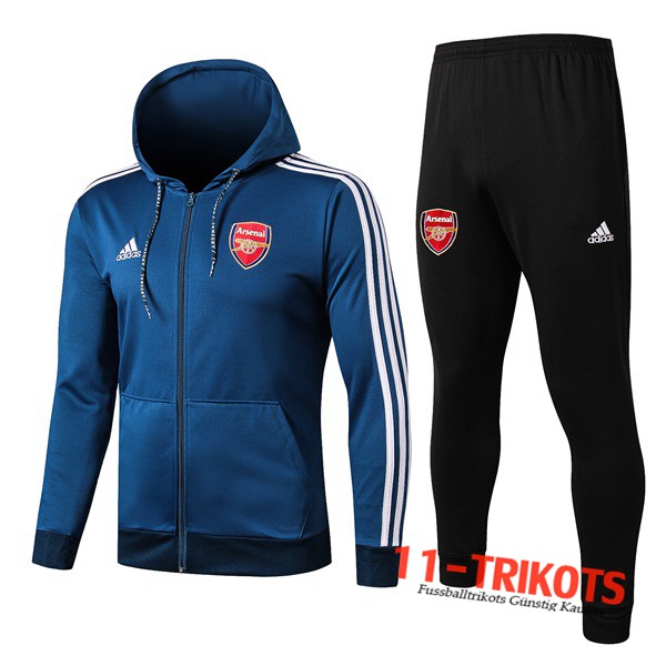 Neuestes Fussball Arsenal Jacke mit Kapuze Blau 2019 2020 | 11-trikots