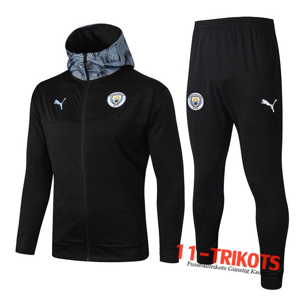 Neuestes Fussball Manchester City Jacke mit Kapuze Schwarz 2019 2020 | 11-trikots