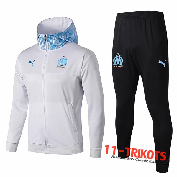 Neuestes Fussball Marseille OM Jacke mit Kapuze Weiß 2019 2020 | 11-trikots