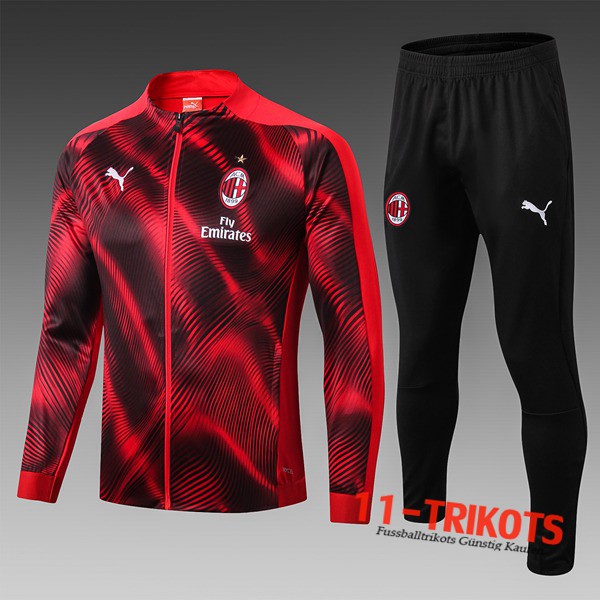 Neuestes Fussball Milan AC Kinder Trainingsanzug (Jacken) Rot/Schwarz 2019 2020 | 11-trikots