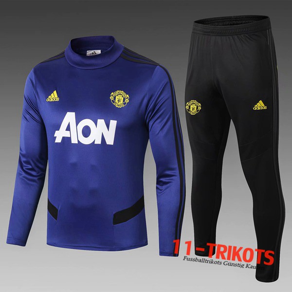Neuestes Fussball Manchester United Kinder Trainingsanzug (Jacken) Blau 2019 2020 | 11-trikots